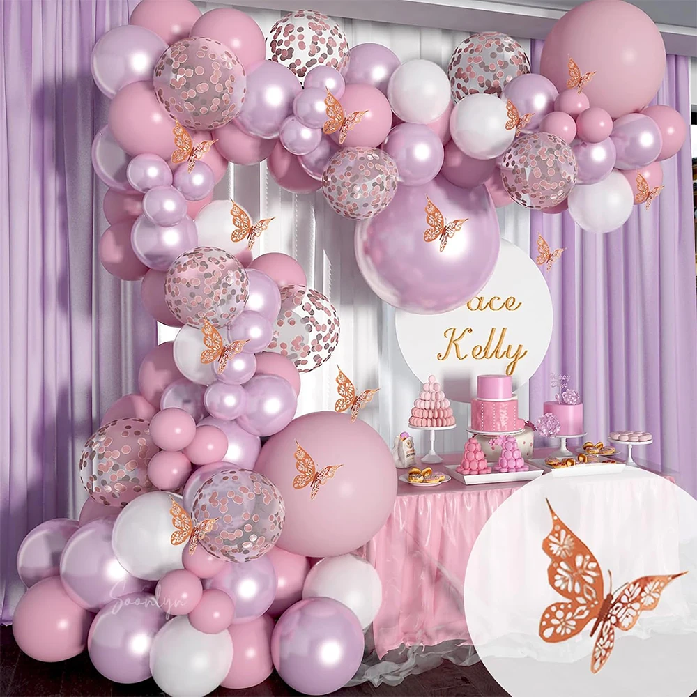 

Butterfly Pink Balloon Garland Arch Kit Birthday Party Decor Girl Birthday Balloon Baby Shower Decoration Globos Wedding Party