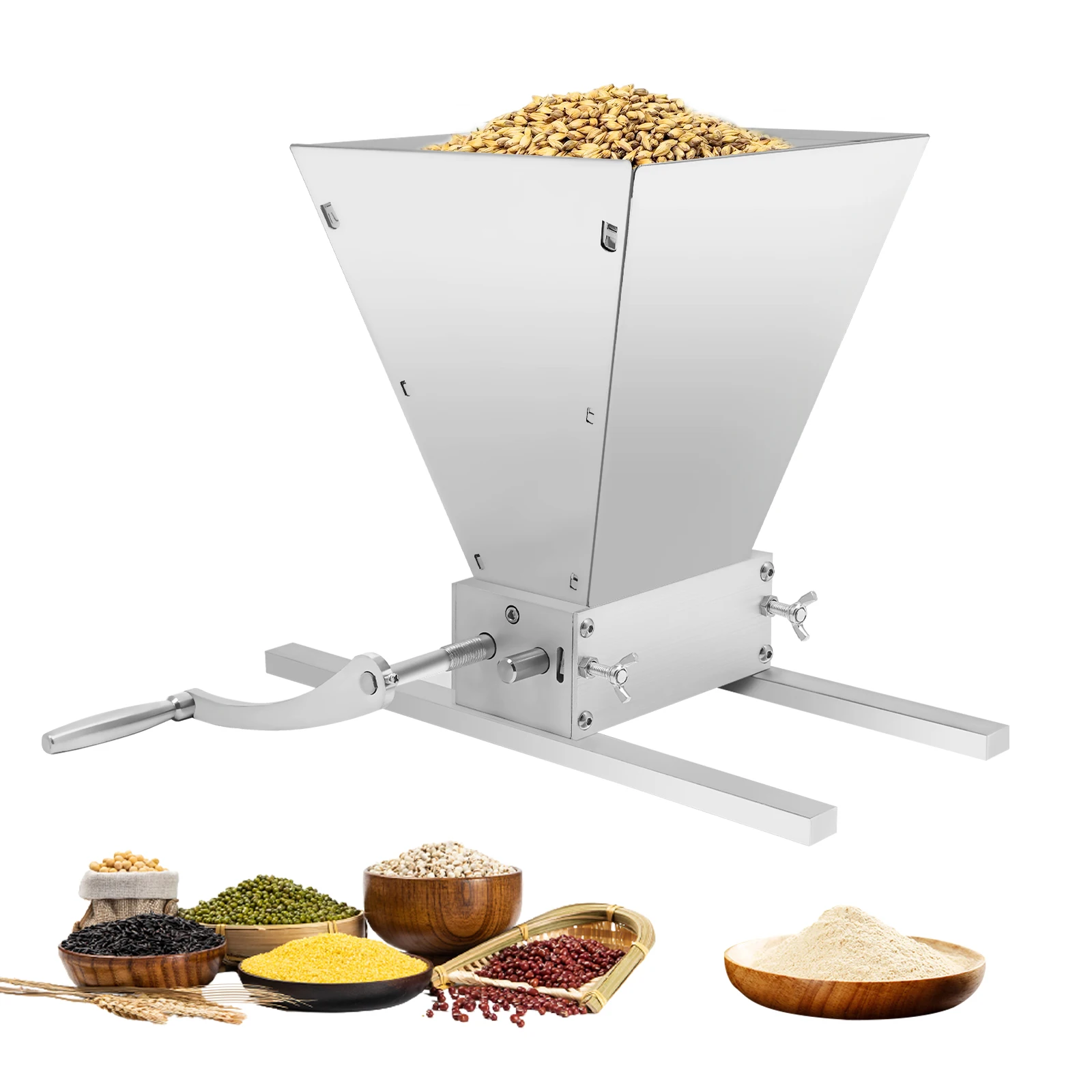

Grain Mill Grinder Hand cranked Grain Grinding Machine Adjustable Clearance 0-0.098inch Carbon Steel Roller for Milling