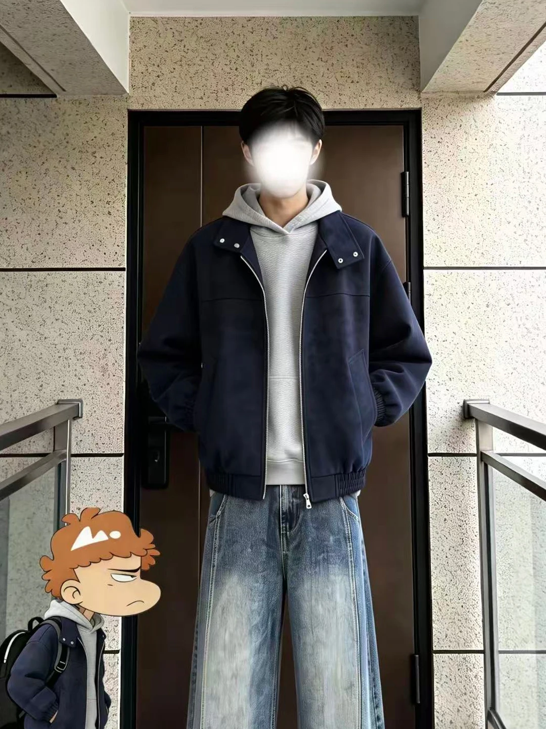 

Мужская весенняя куртка с воротником-стойкой, окрашенная в синий цвет, в американском ретро-стиле, рабочая, бейсбольная, с широкими плечами