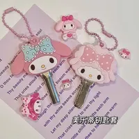 Sanrio 2-Piece Set HelloKitty My Melody Kawaii Silicone Dust Proof Keychain Protective Case Cartoon Anime Character Pattern Gift