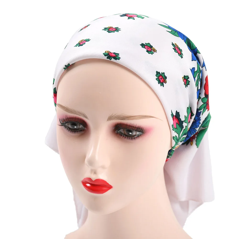 70*70cm Pastoral Style Women\'s Square Headband Scarf Luxury Floral Print Bandana Hijab Head Wraps Lady Hair Wraps