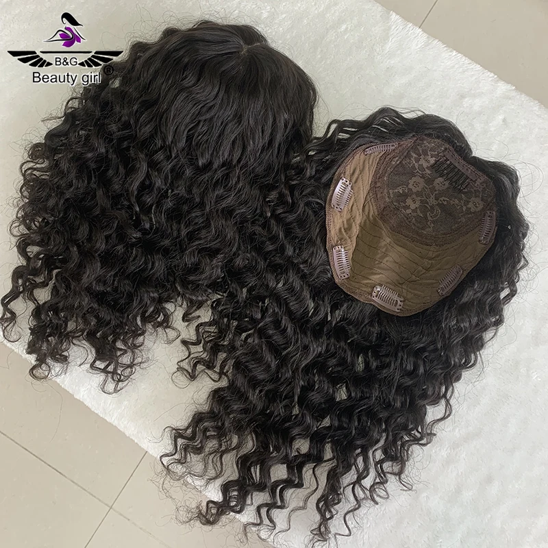 

Best Hot Sell European Lady Toupee Size 6x7inch Silk Top Natural Curly Hair Toppers Wig For Women Human Hair