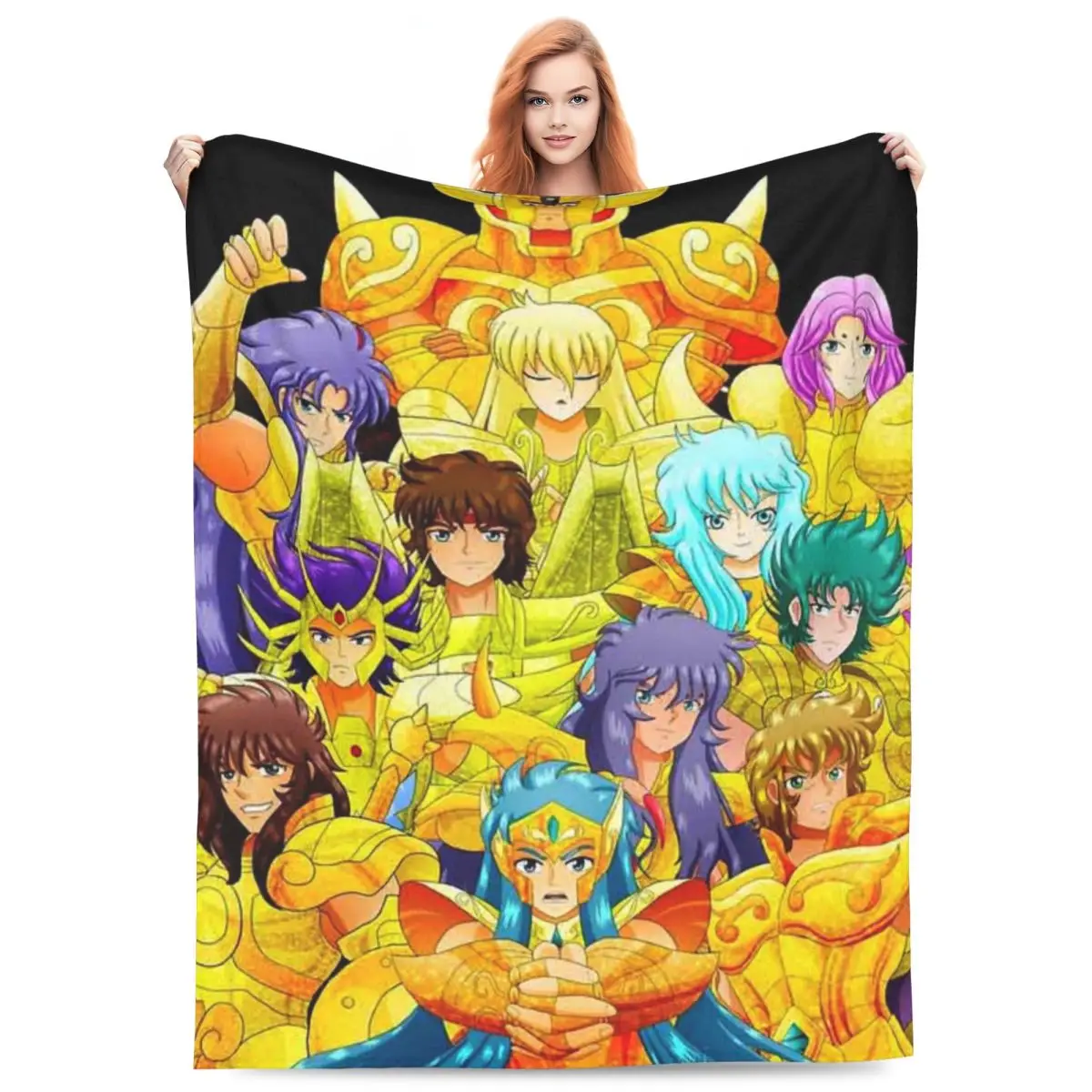 

The Seiya Knights Merch Blanket Flannel Sofa Multi-function Throw Blankets for Home Bedroom Travel Throws Bedspread Quilt