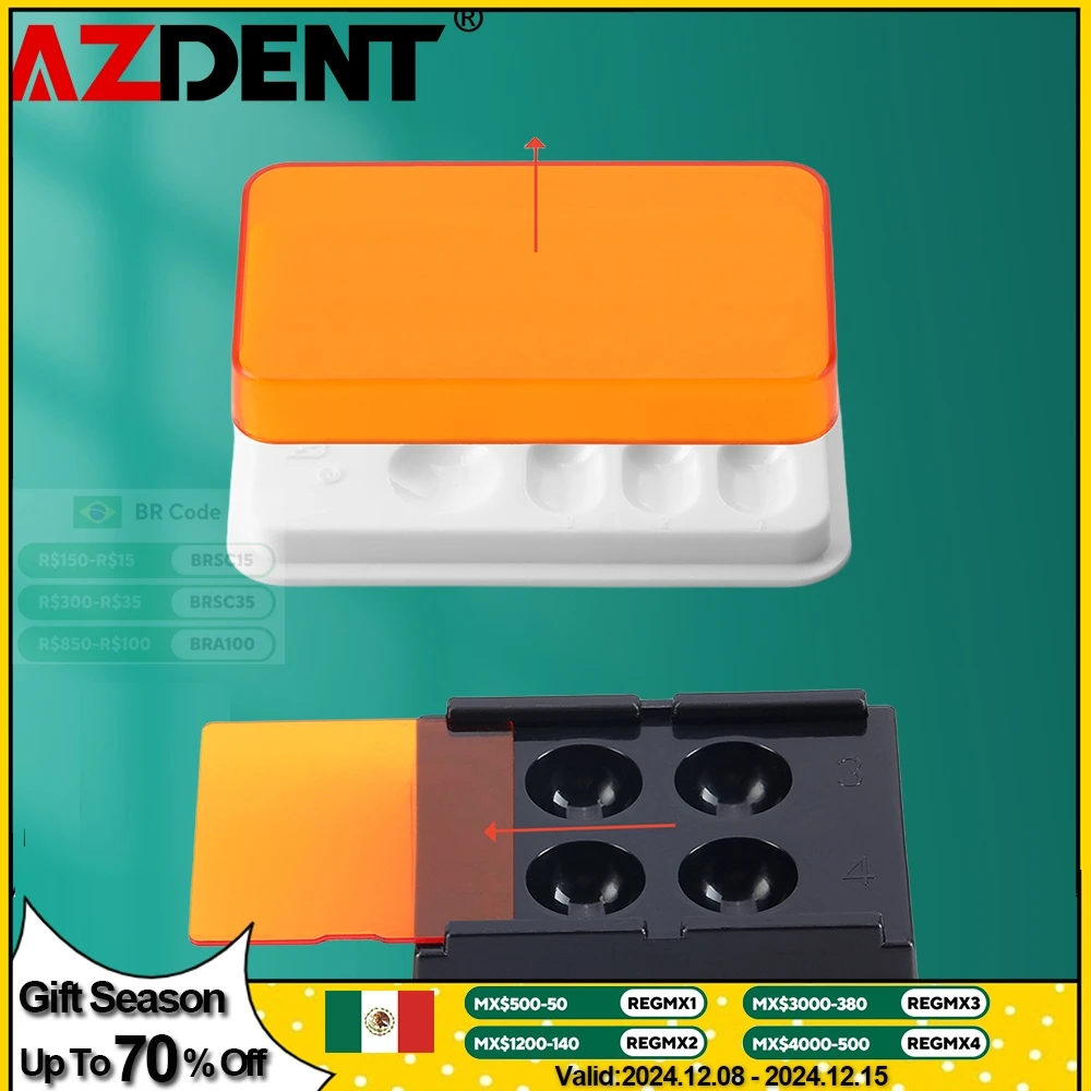 AZDENT 4 Holes/8 Holes Dental Veneer Storage Box Teeth Patch Shading Light Storage Case Denture Retainer Molar Boxes