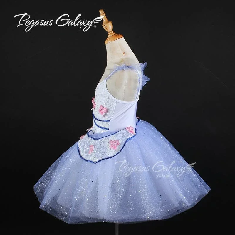 Robe Tutu de Ballet Bleu à Paillettes pour Femme et Fille, Costume de Spectacle de Scène à Fleurs, Vêtements de brevfzLake, pour Adulte