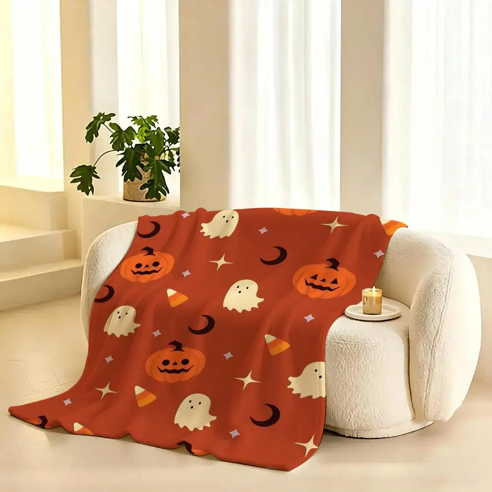 Traditional Pumpkin Bat Halloween Throw 240g flannel blanket, suitable for sofas, beds, offices,  exquisite gift blankets