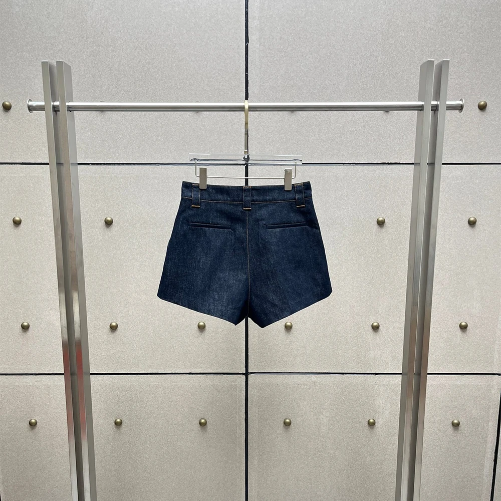 Ladies Cotton Blend Denim Skort High Waist A Line Jean Shorts Vintage Zipper Button Short Pants Women Streetwear Casual Shorts