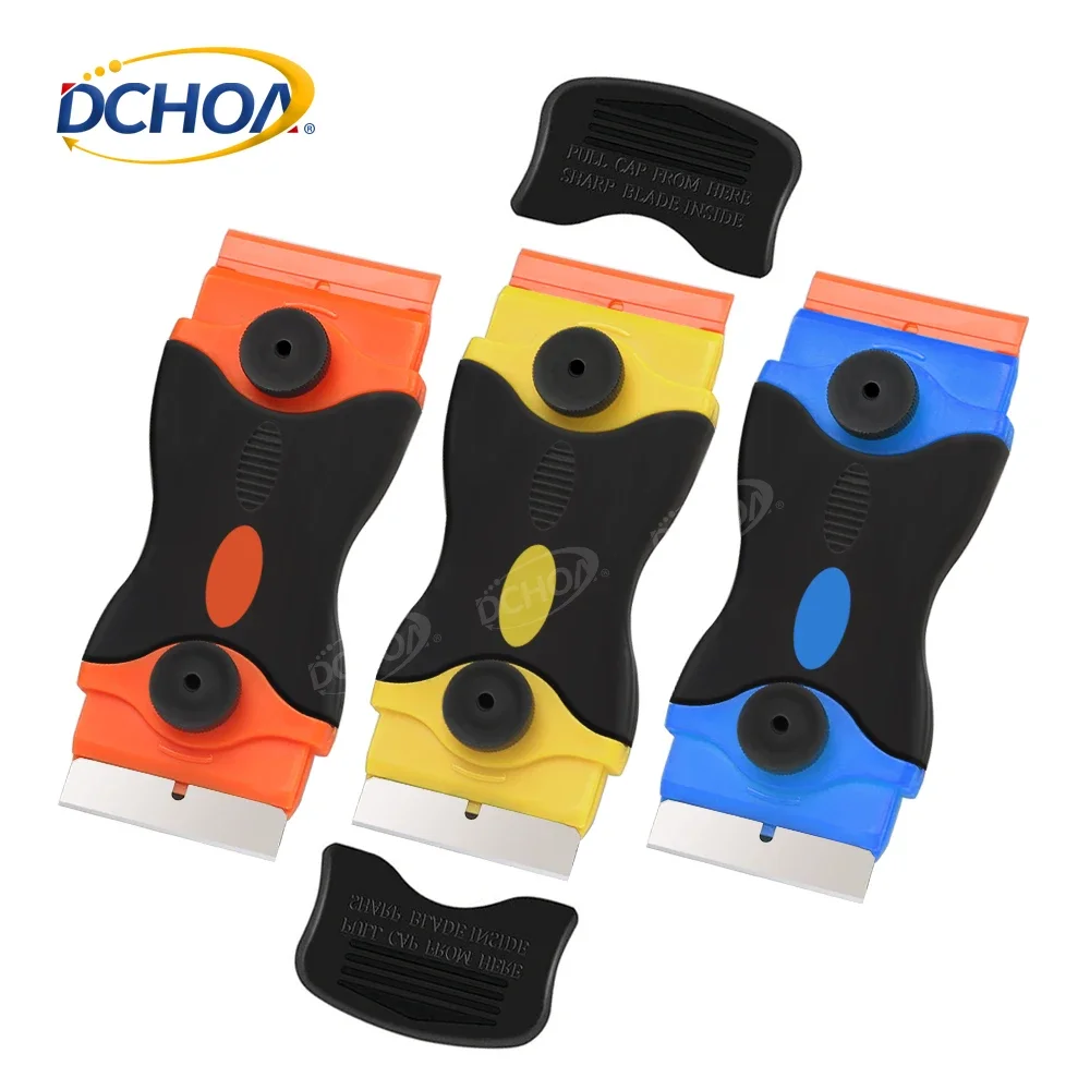 DCHOA Double Head Mini Squeegee Razor Blade Scraper for Window Tint Vinyl Wrap Car Sticker Decal Label Removal Cleaning Tool