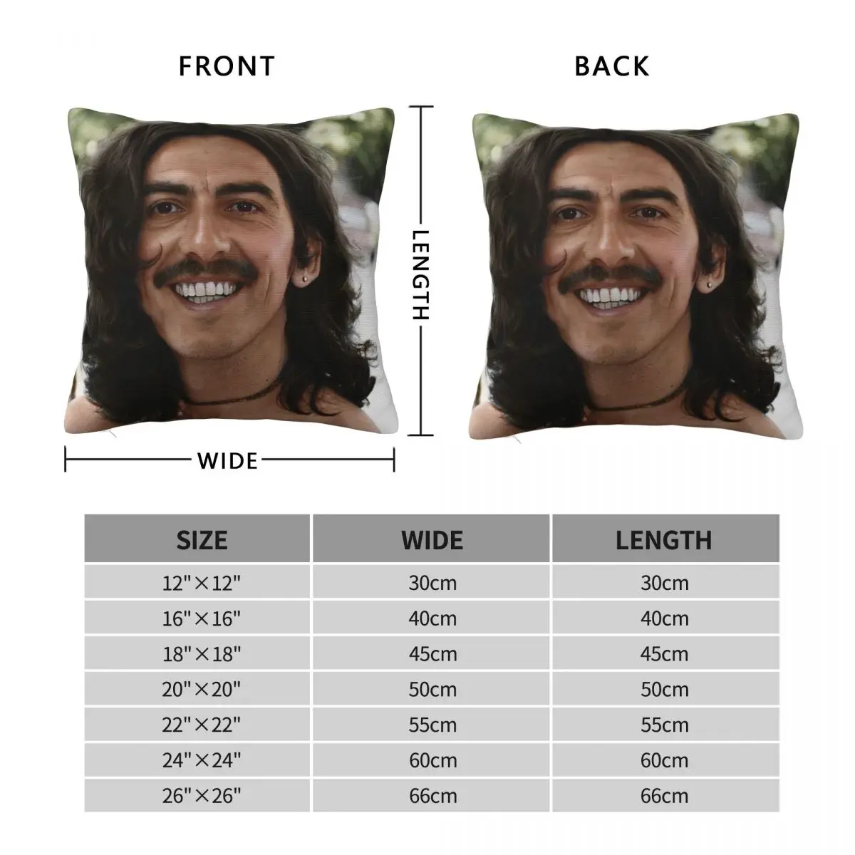 George Harrison Long Hair Square Pillowcase Polyester Linen Velvet Creative Zip Decor Sofa Cushion Cover