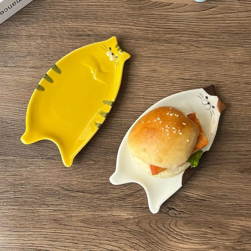 

Керамические тарелки для закусок в форме милого котика, креативная посуда с животным декором для украшений и конфет, набор для дома и кухни, подарочный набор