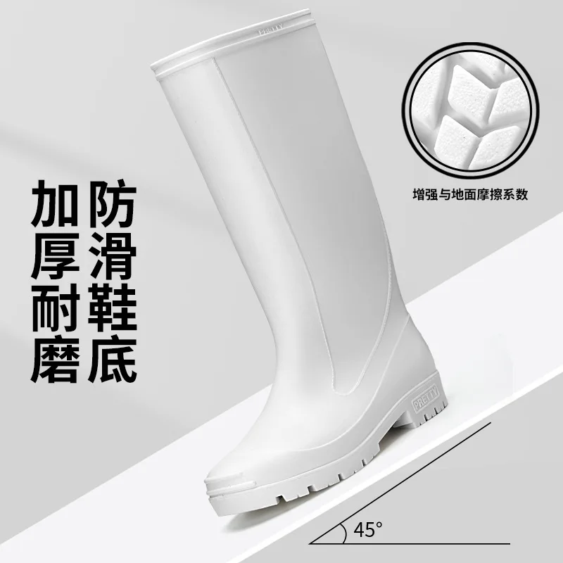 Men's and Women's Large Size White Thickened Wear-resistant Factory Boots Anti-slip Outsole Upgraded Rain Boots Adult Water Boot