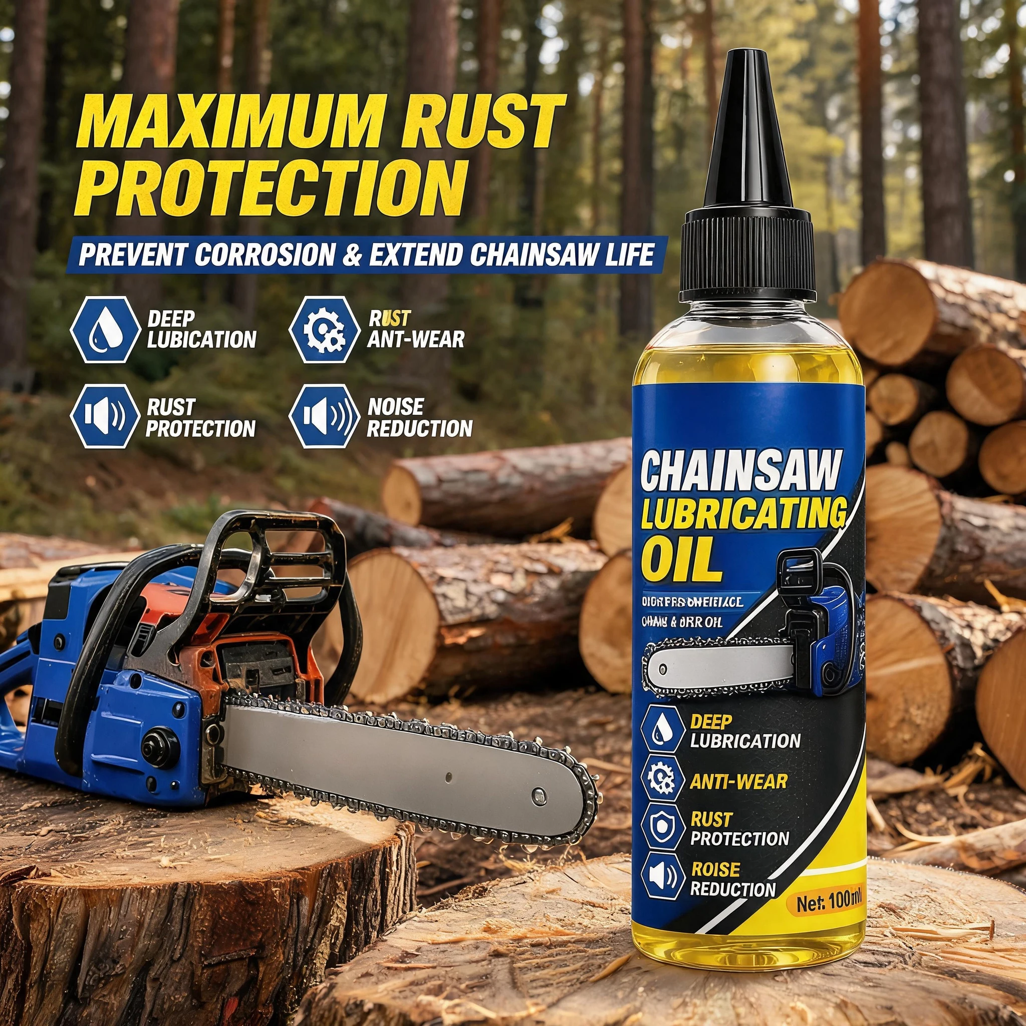 Multi-Purpose 100ml Chainsaw Lubricant Oil Rust Proof Anti Corrosion Deep Penetrating for Bike Motorcycle Hedge Trimmer Tools