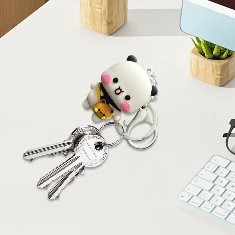 Bear Key Holder Funny Cartoon Couple Bear Panda Doll Key Charm 5cm Cute Animal Figure Key Accessories For Boys And Girls