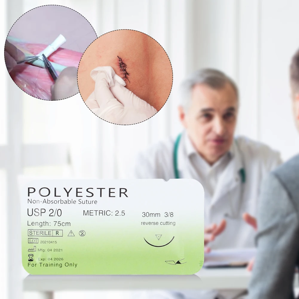2/0 3/0 4/0 خيط حيدة طبي نايلون حرير بولي بروبيلين بوليستر خيط طبي لتعليم طلاب الطب #6