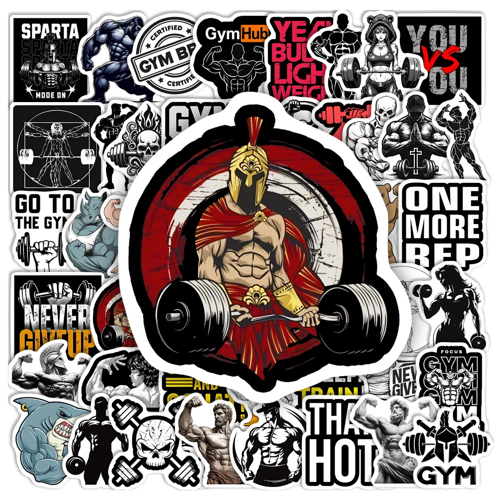 Fitness Workout GYM Stickers Waterproof Vinyl Decals for Scrapbook Diary Junk Journals Laptop Phone Bottles DIY Gift Decorative
