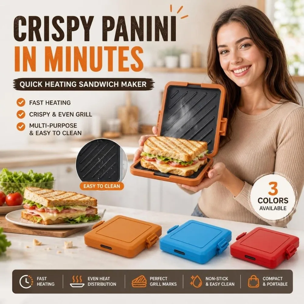 Removable Microwave Sandwich Maker Fast Heating Non Stick ‌Panini Press Grill Pan Double Sided Baking Tray Microwave Toaster