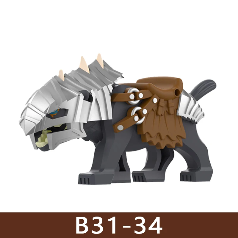 Mittelalterliche Burg Soldat Figuren Bausteine Ritter Ork Krieger Drache Wolf Tiere Kampf Flaggen Zubehör Ziegel Spielzeug Jungen