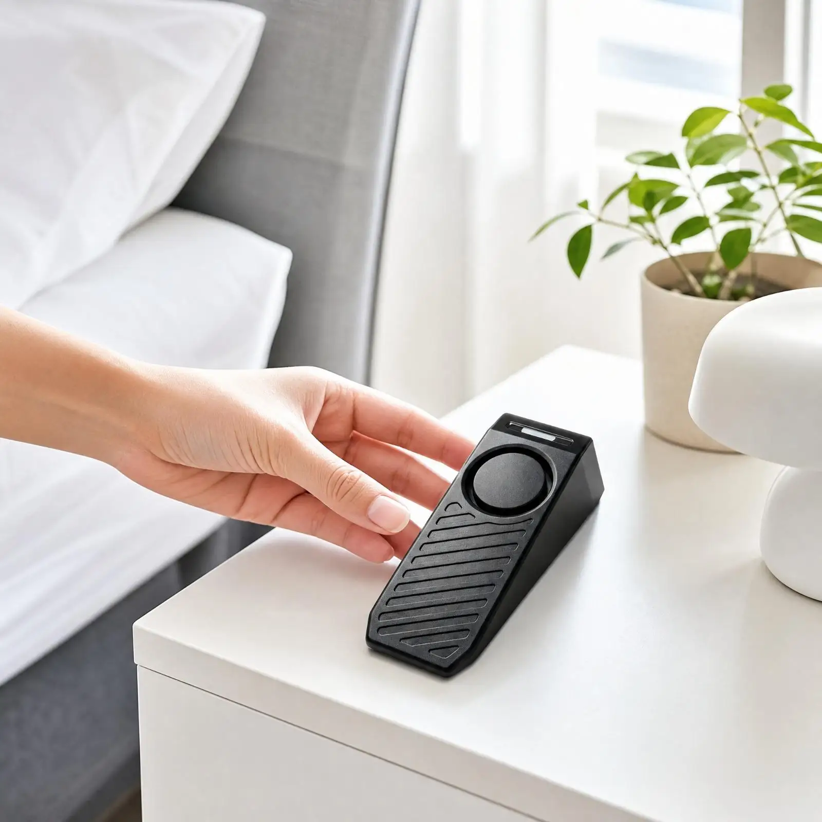 Door Stop Alarm with USB-C Cable Charging Audible Alarm Rechargeable Door Stop Alarm Compact Security Device for Household