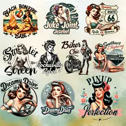 Vintage Iron-on Decal Road Queen Sweetheart of the Highway Beauty Patch for Cloth Classic Sticker Fashionable DIY Decoration