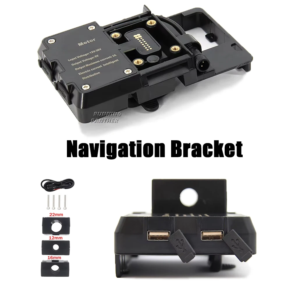 

Mobile Phone Motorcycle Navigation Bracket USB Charging Holder 12mm 16mm 22mm For R1200GS F800GS ADV F700GS R1250GS CRF1000L