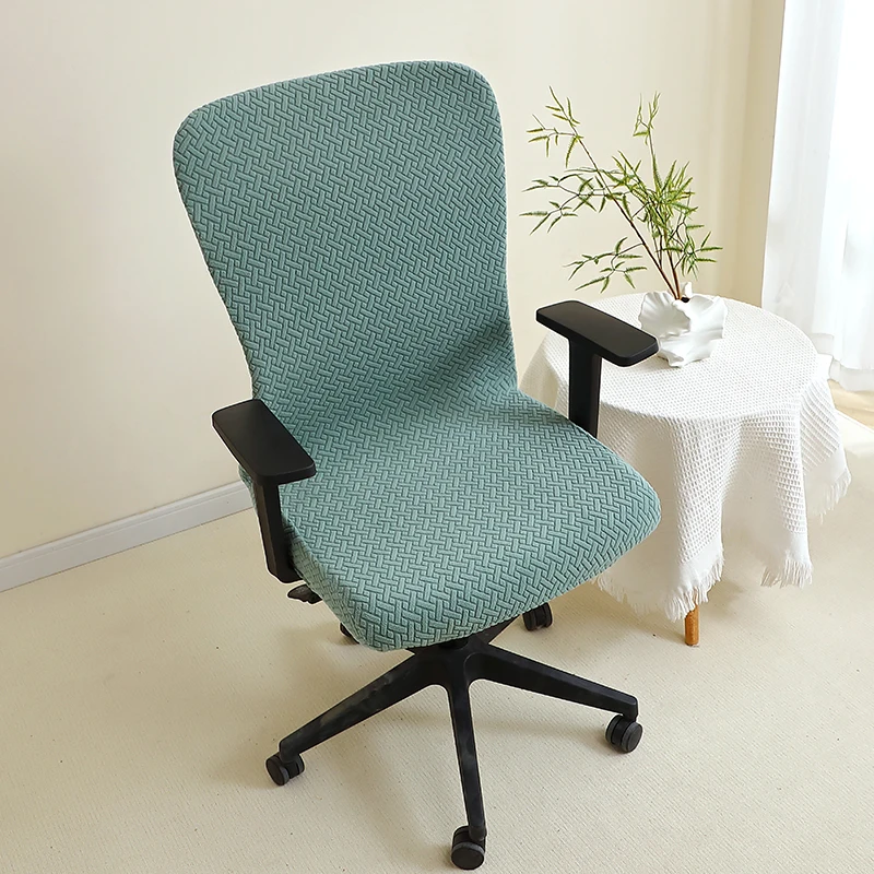 Fundas para sillones de oficina de Color sólido, fundas para sillas de ordenador de Jacquard, Funda giratoria para asiento de juegos, Funda, Silla, Escritorio, 1 ud.