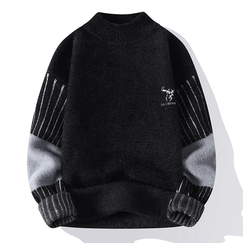 Herren Herbst Winter Lange Ärmel Strickpullover Rundhals Jacquard Cartoon Muster Pullover Freizeit Mode Trend Herrenbekleidung