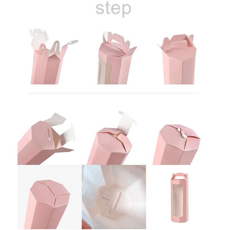 10/20 Stück achteckige Geschenkboxen mit klarem Fenster für Hochzeitsblumen, Geschenke, Süßigkeiten-Verpackungsbox, Geburtstag, Valentinstag, Partyzubehör – Detail 6
