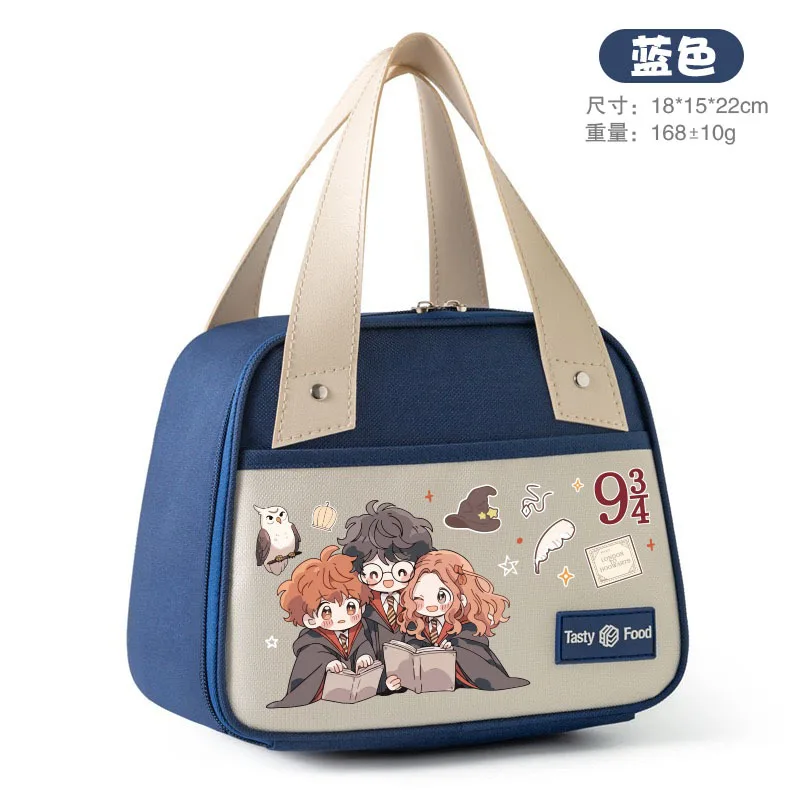 Harry Potter Lunch Bag Large Capacity Thermal Handbag Kawaii Cartoon Character Hermione Ron Pattern Portable Creative Gift