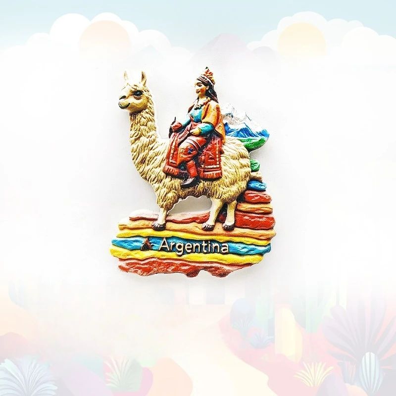 Argentinian Alpaca Fridge Magnet -  Travel Souvenir South America Themed Home Decor Unique Animal Lover Gift with Strong Magnet