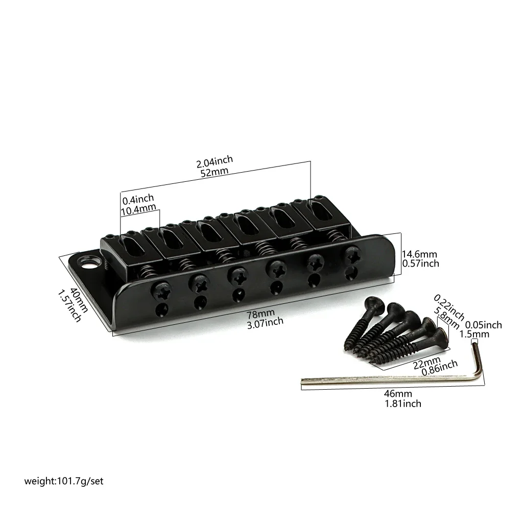 1pcs black 6 String  Electric Guitar Hardtail Bridge Compatible For Guitar Parts & Accessories