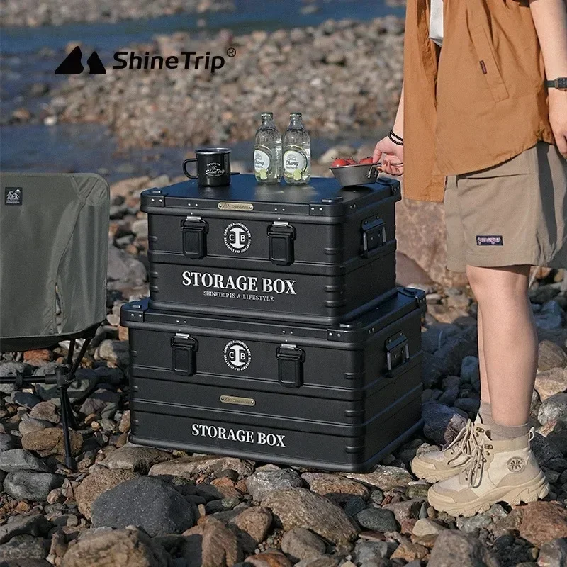 ShineTrip Outdoor Camping Storage Box Basket Tactical Wind Detachable Stainless Steel Portable Open Box Variety Folding Bag