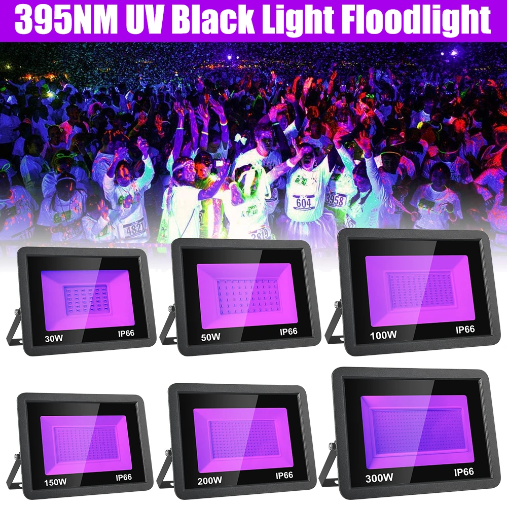 30W UV 395nm Black Light,Ultravilet Flood Light Halloween Xmas Glow Party Fluorescent Poster Stage Disco Dance Aquarium Decor