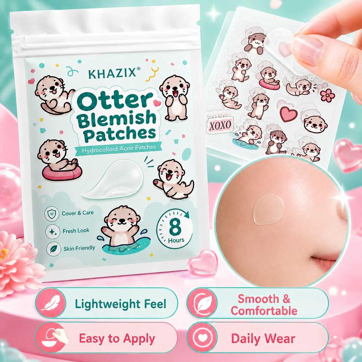 160pcs Kawaii Mixed Animal Cartoon Blemish Patches, Waterproof Breathable Oil Absorb Spot Stickers Suitable for All Skin Types
