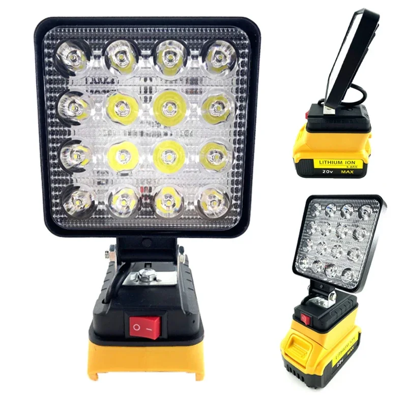 Portátil Led Luz de Trabalho para Dewalt Iluminação Exterior Lâmpada de Trabalho Camping Lanterna 18v 20v Lithium Battery 4