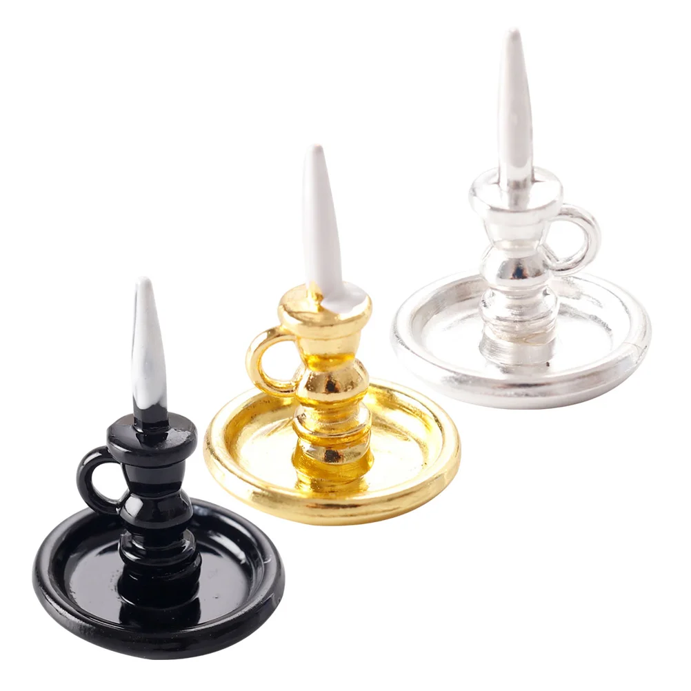 

3pcs Miniature Holder 1:12 Scale Dollhouse Accessories Vintage Candelabra Decor For Kitchen Dining Room Diy Mini House