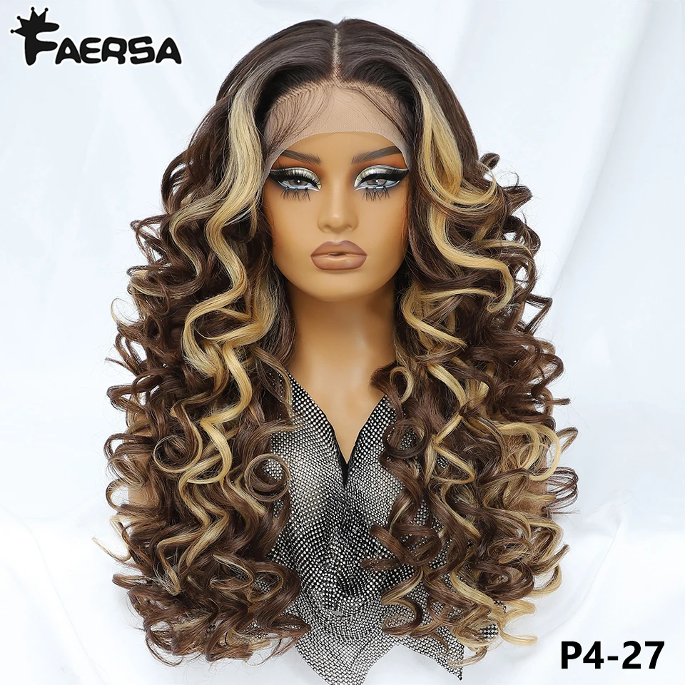 Latisha 13X6 HD 13X5X1 Synthetische Lace Front Pruiken Krullend Pre Geplukt Kant Frontale Pruik met pony voor Vrouwen Hoogtepunt met Babyhair - afbeelding 1