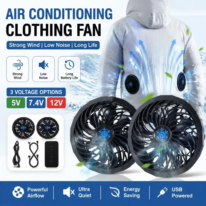 1 Set Men Summer Outdoor Air Conditioned Coat UV Protection Workwear Jacket 5/7.4/12V USB Cooling Fan With USB Cable