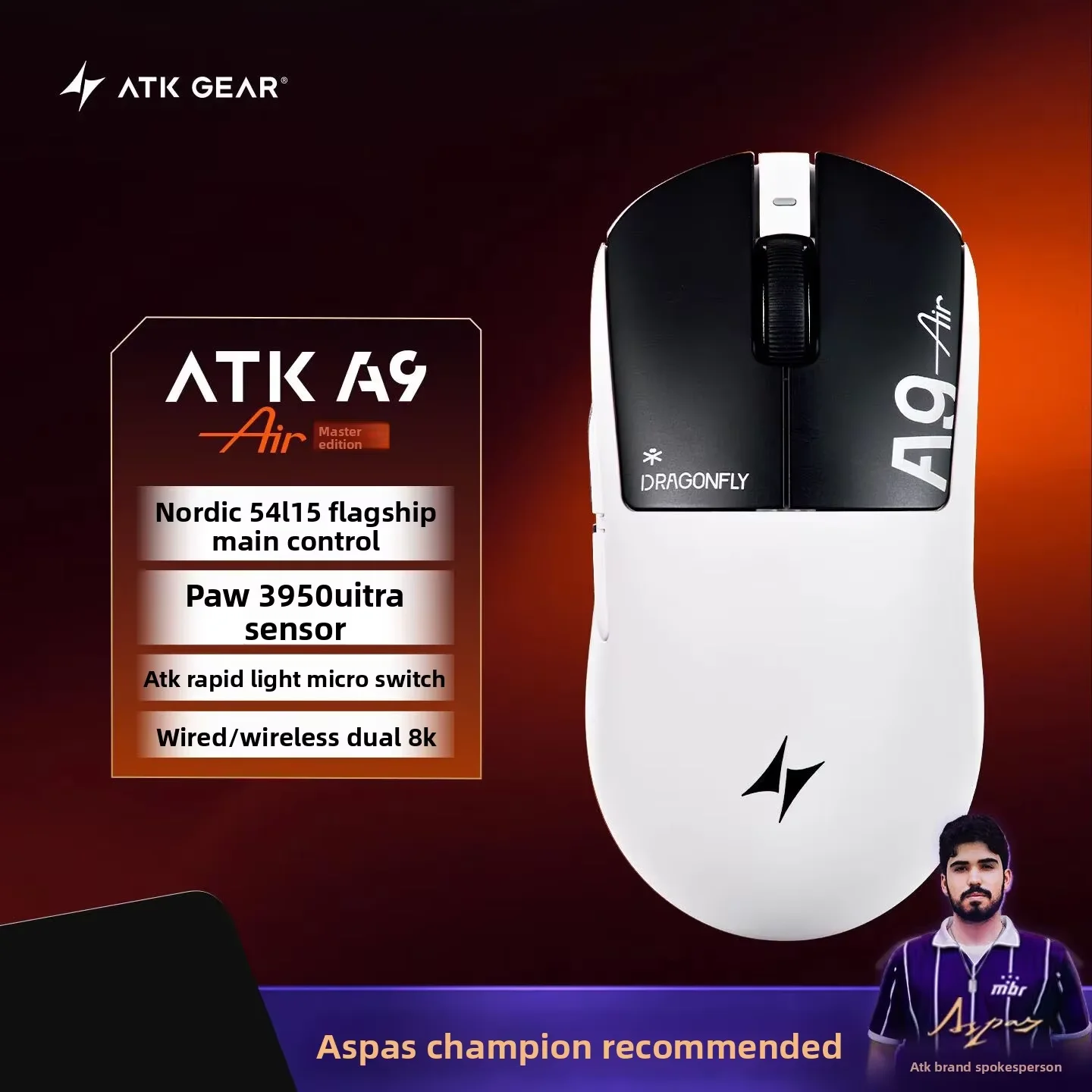 ATK A9 Air Ultimate 2.4G ワイヤレスマウス 軽量 Paw3950 ウルトラ