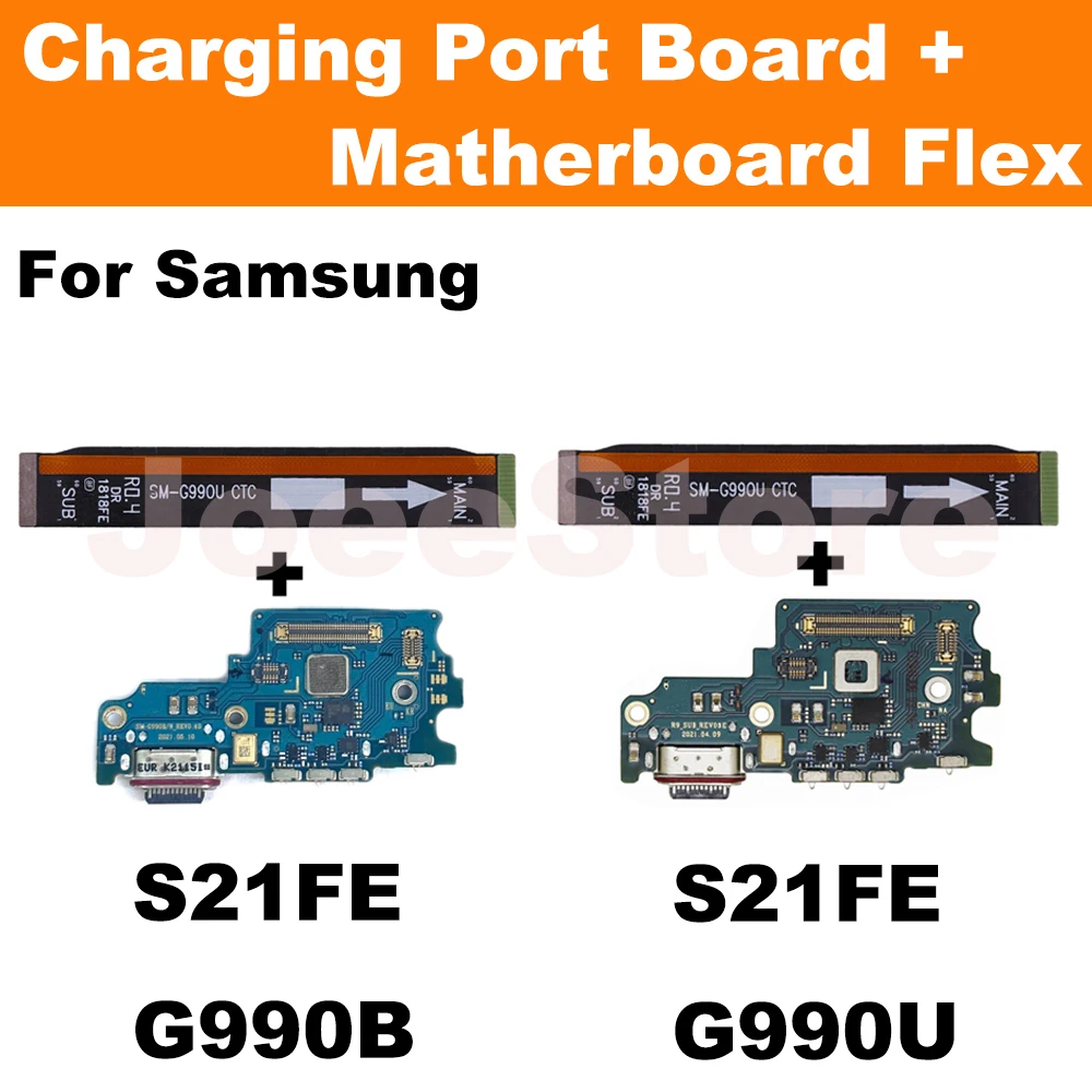 Placa de puerto de carga USB para Samsung S21FE G990U G990B, cargador rápido, Conector de placa base, Cable flexible, micrófono, 1 unidad