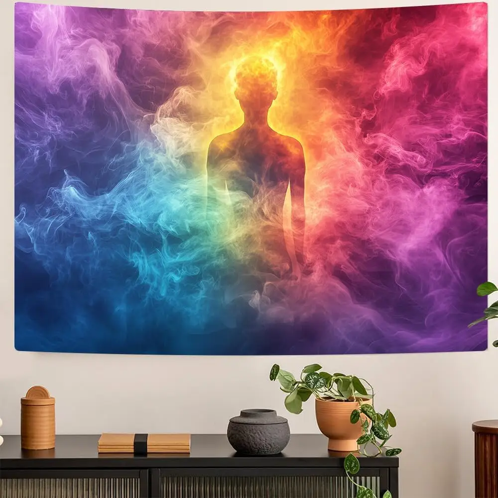 Colorful Abstract Art Tapestry Healthy Colors Psychological Suggestion Theme Wall Hanging for Living Room Bedroom Dorm