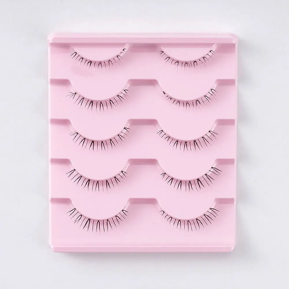 5pairs Soft Whole Pair Lower Eyelashes Small Devil Transparent Stems Eyelash Extension DIY Eye Makup Tool Women