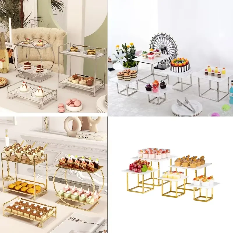 

Wedding Dessert Table Cake Stand Candy Plates Buffet Rack Hotel Party Multi-layer Biscuit Fruit Bread Foods Gifts Display Trays