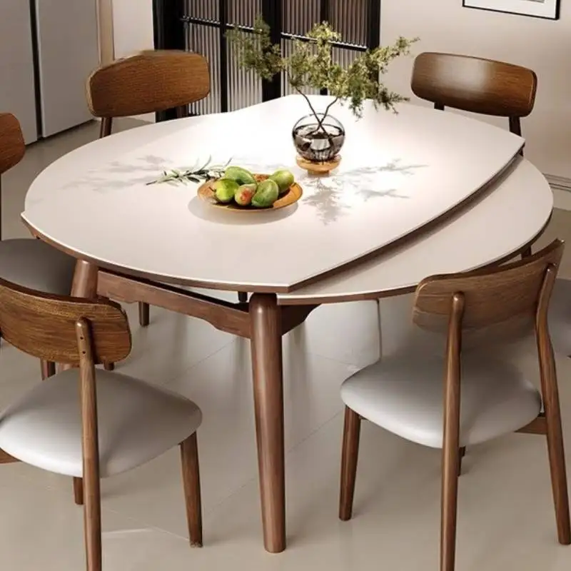

Round Small Space Dining Table Extendable Modern Living Room Dining Table Kitchen Luxury Nordic Tavolo Da Pranzo Furniture