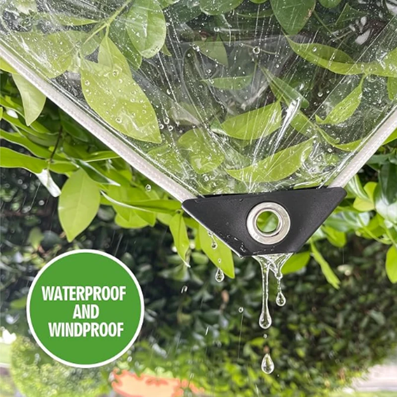 Thickened PVC Transparent Tarpaulin Waterproof Windproof Canopy for Terrace Snow Prevention