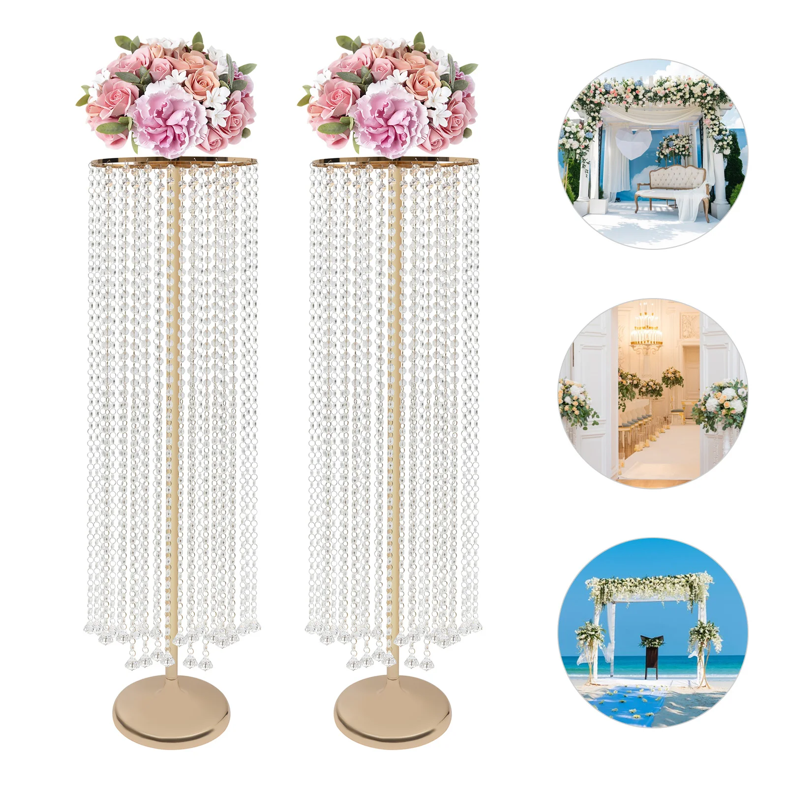 

Tall Large Gold Electroplated Crystal Flower Wedding Display Stand Vase Centerpieces, Wedding Supplies Wedding Decoration Wedding Accessories, for Wedding Aisle Quinceanera Graduation Christmas Home Dining Table Decor
