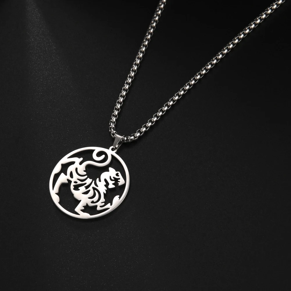 EUEAVAN 5pcs Shotokan Tiger Karate Martial Arts Stainless Steel Pendant for Necklace Men Women Jewelry Making Charm Accessories