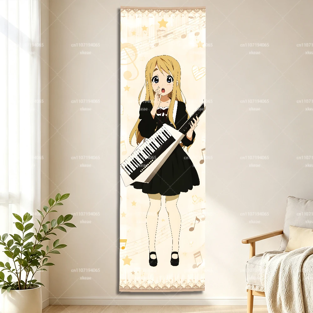 K‑On Anime Vertical Wall Poster Tapestry, Lace Border Musical Note Star Background Hanging Cloth, Gift for Anime Music Fans