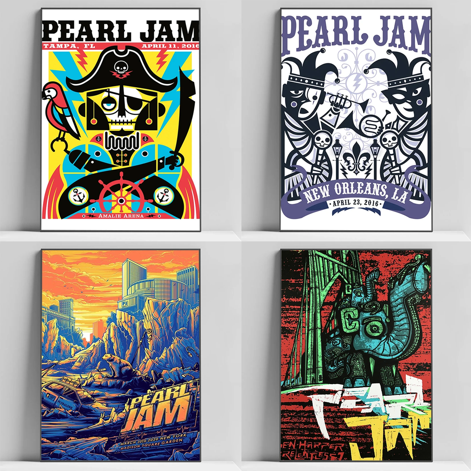 الأمريكية روك باند اللؤلؤ المربى المشارك لوحات كبيرة الحديثة غرفة المعيشة الديكور الملصقات لجدار ديكور قماش ديكورات المنزل