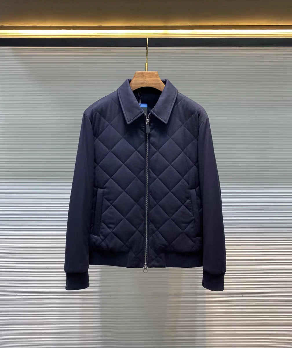 

Мужская повседневная шерстяная куртка с ромбовидным воротником, осенне-зимняя деловая повседневная хлопковая куртка-тует с воротником-стойкой MHTO