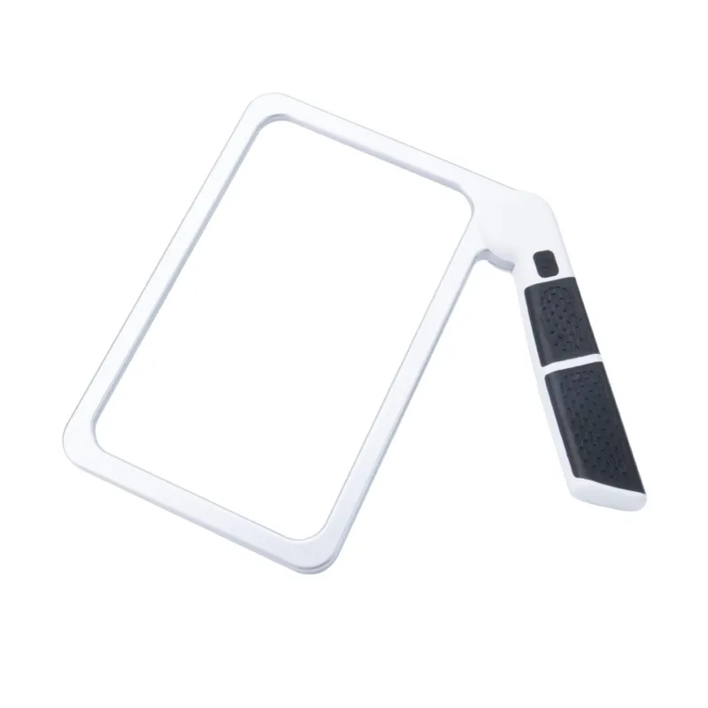 B50 5X Magnifying Glass With 48 LED Lights Handheld Large Rectangle Reading Magnifier Dimmable For Macular Degeneration Seniors